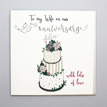 Wife Silver Anniversary card - Daisy Park