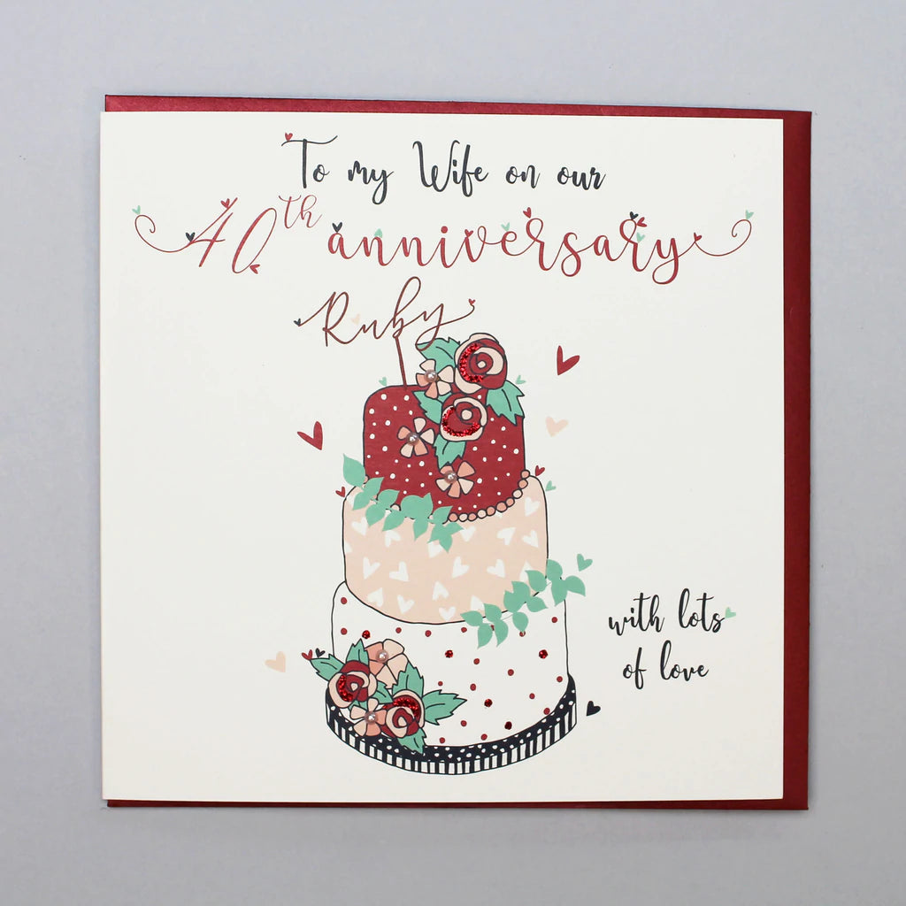 Wife Ruby Anniversary card - Daisy Park