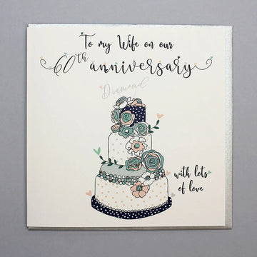 Wife 60th Diamond Anniversary card - Daisy Park