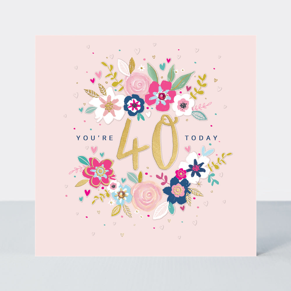 Peony age 40th birthday card - Daisy Park