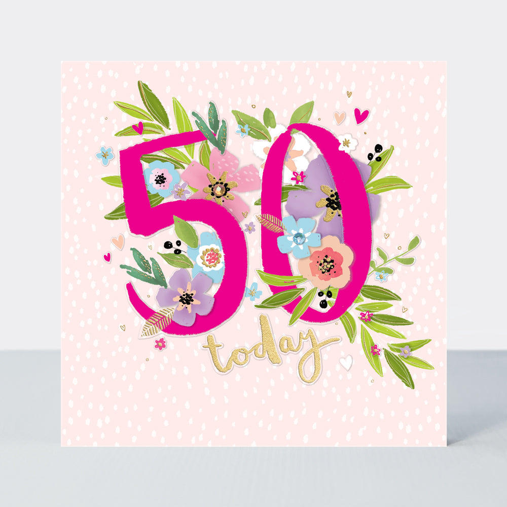 Peony age 50th birthday card - Daisy Park