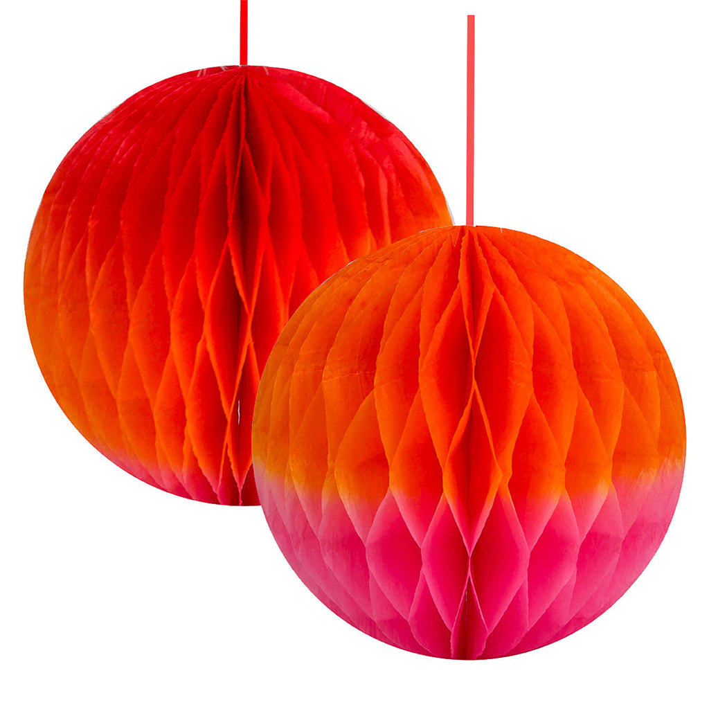 Red, orange and pink Paper Honeycomb ball decorations - Daisy Park