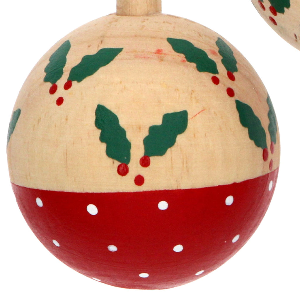 Wooden Bauble with Holly Decoration - Daisy Park