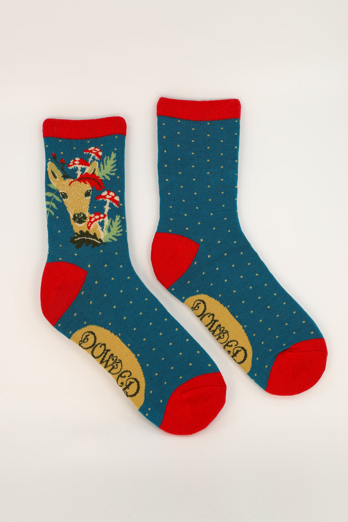 Doe and Toadstool ankle socks - Daisy Park
