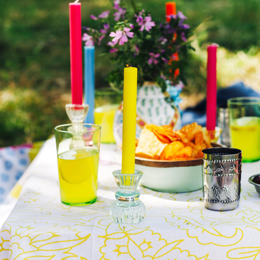 Boho yellow or green dinner candle - Daisy Park