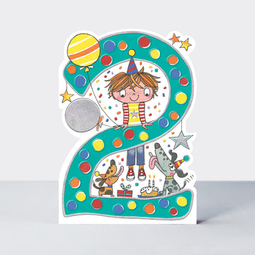 Age 2 boys and dog card - Daisy Park