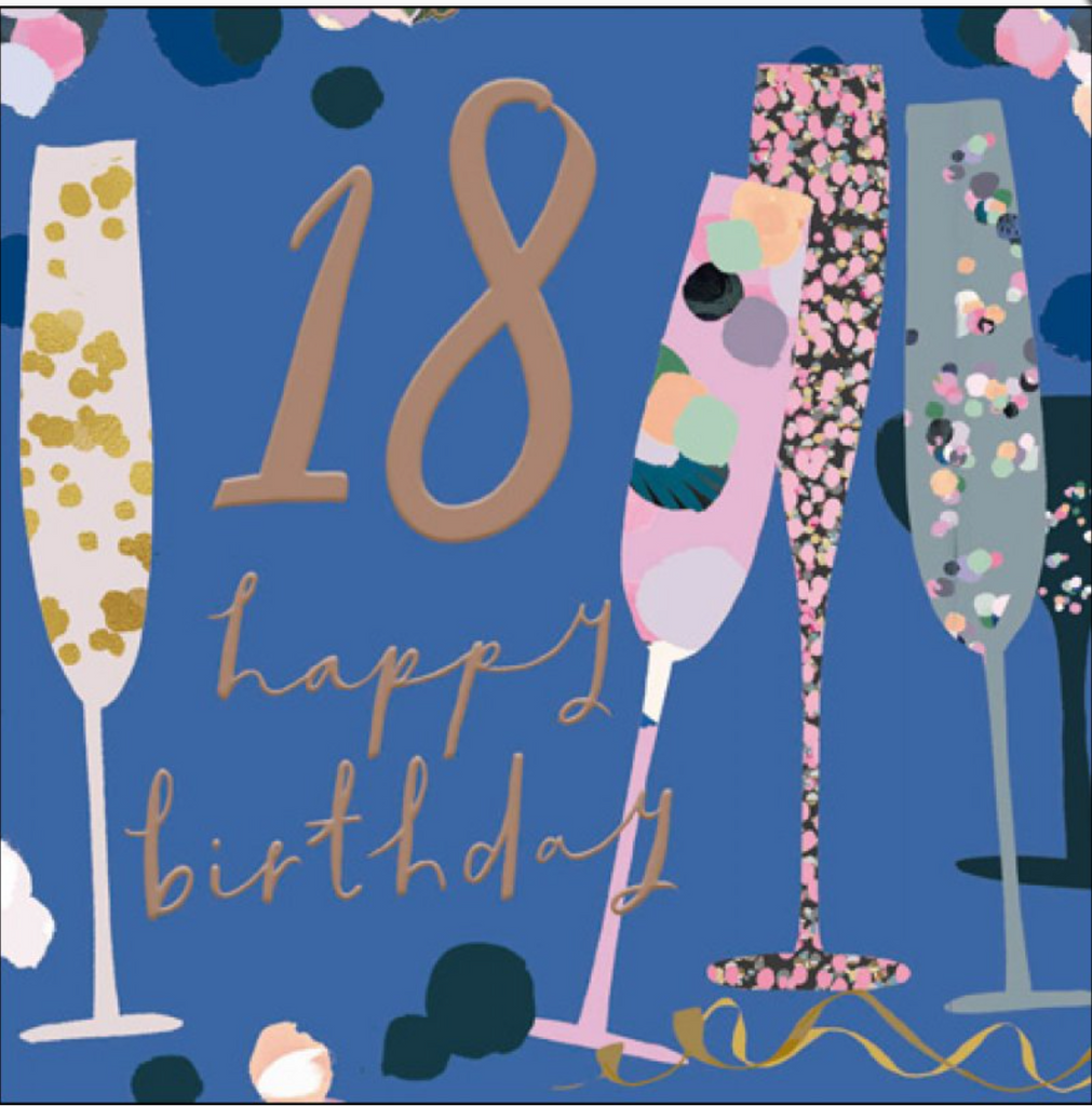 18th Birthday Champagne flutes card - Daisy Park