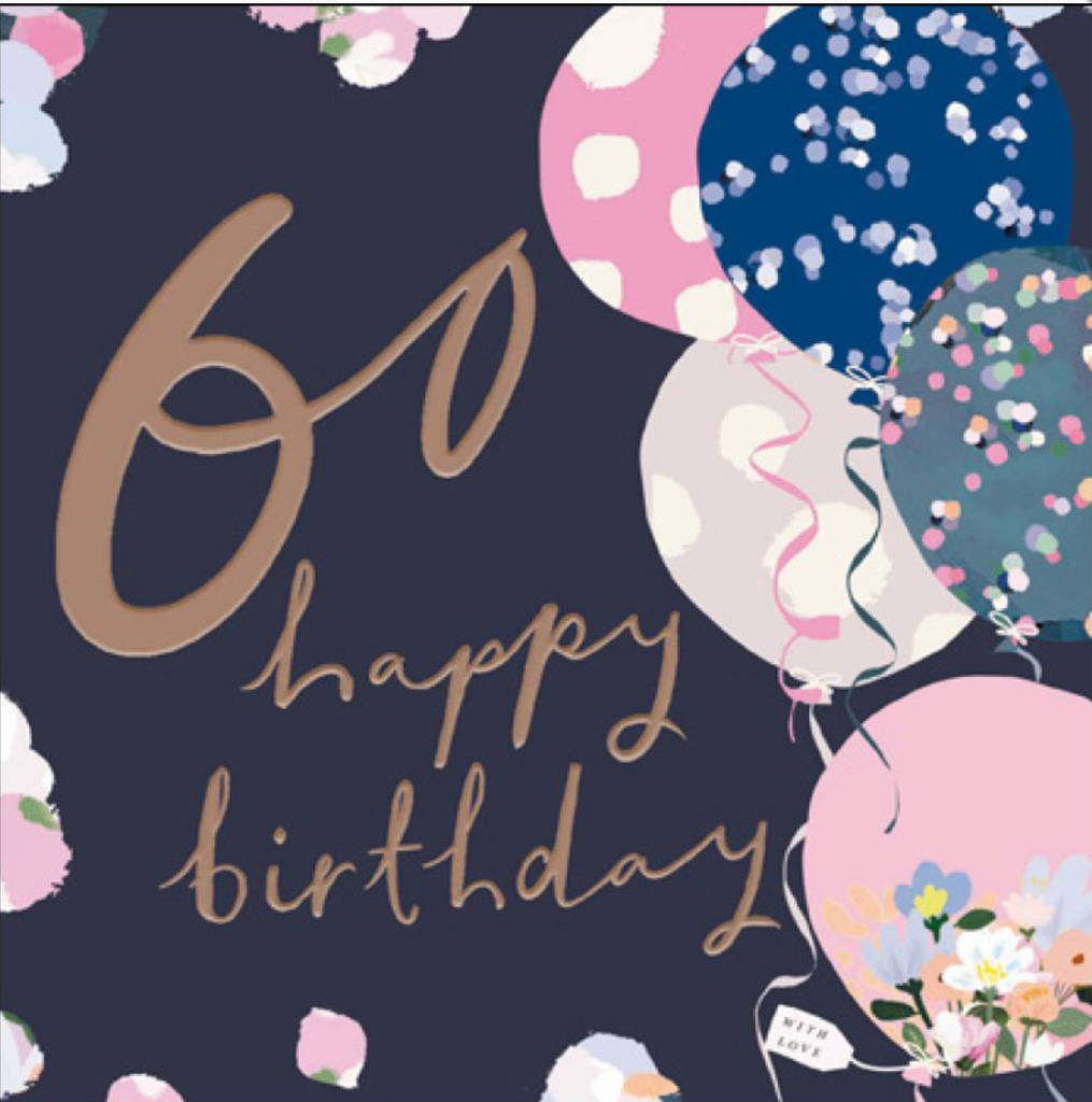 60th Birthday balloons card - Daisy Park