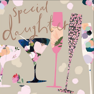 Daughter party glasses birthday card - Daisy Park