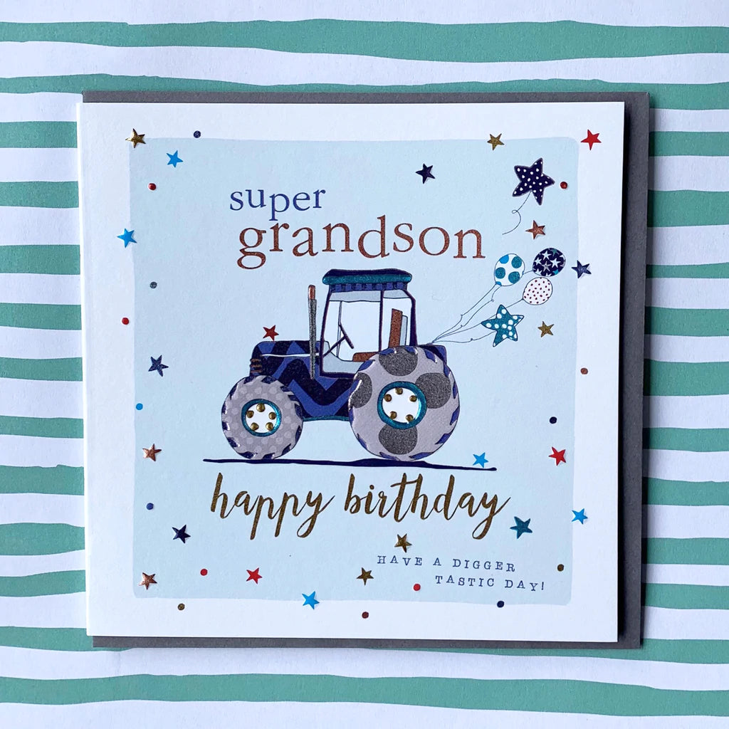 Super Grandson birthday card - Daisy Park