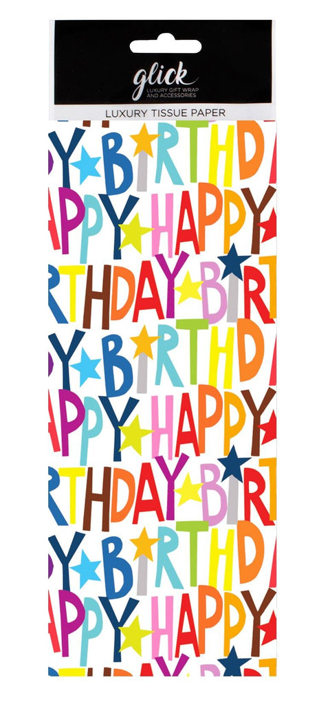 Happy Birthday multi coloured tissue paper - Daisy Park