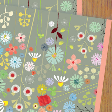 Big grey flowers wrapping paper - Daisy Park