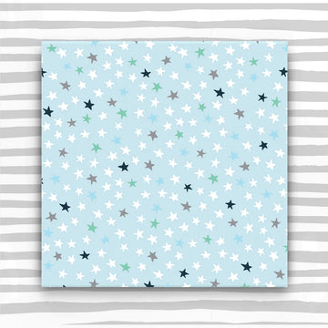 Stars on baby blue gift wrap - Daisy Park