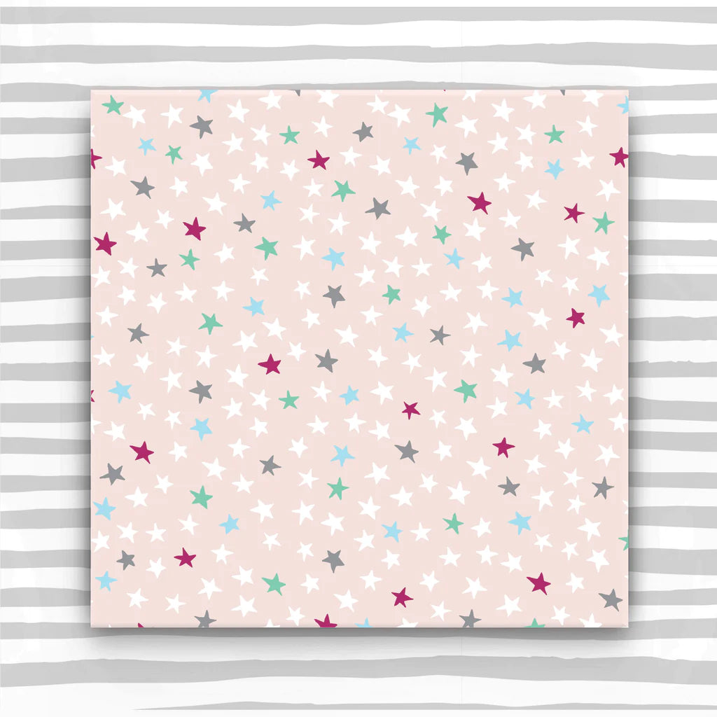 Stars on baby pink gift wrap - Daisy Park