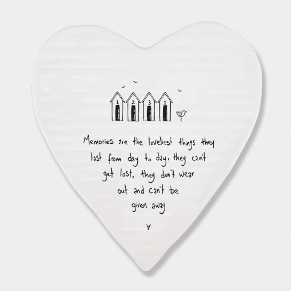 Memories are the loveliest things ceramic heart Coaster - Daisy Park