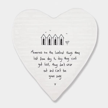 Memories are the loveliest things ceramic heart Coaster - Daisy Park