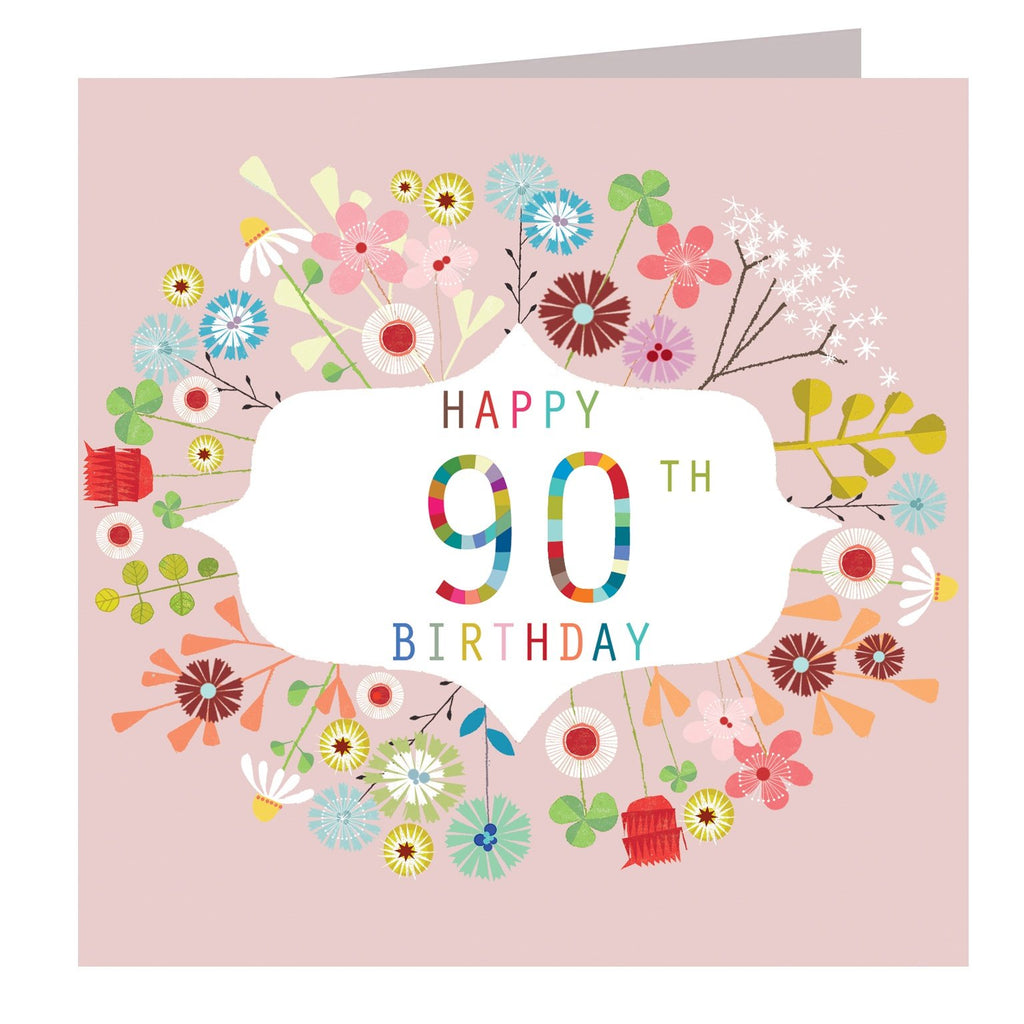 Floral 90th birthday card - Daisy Park