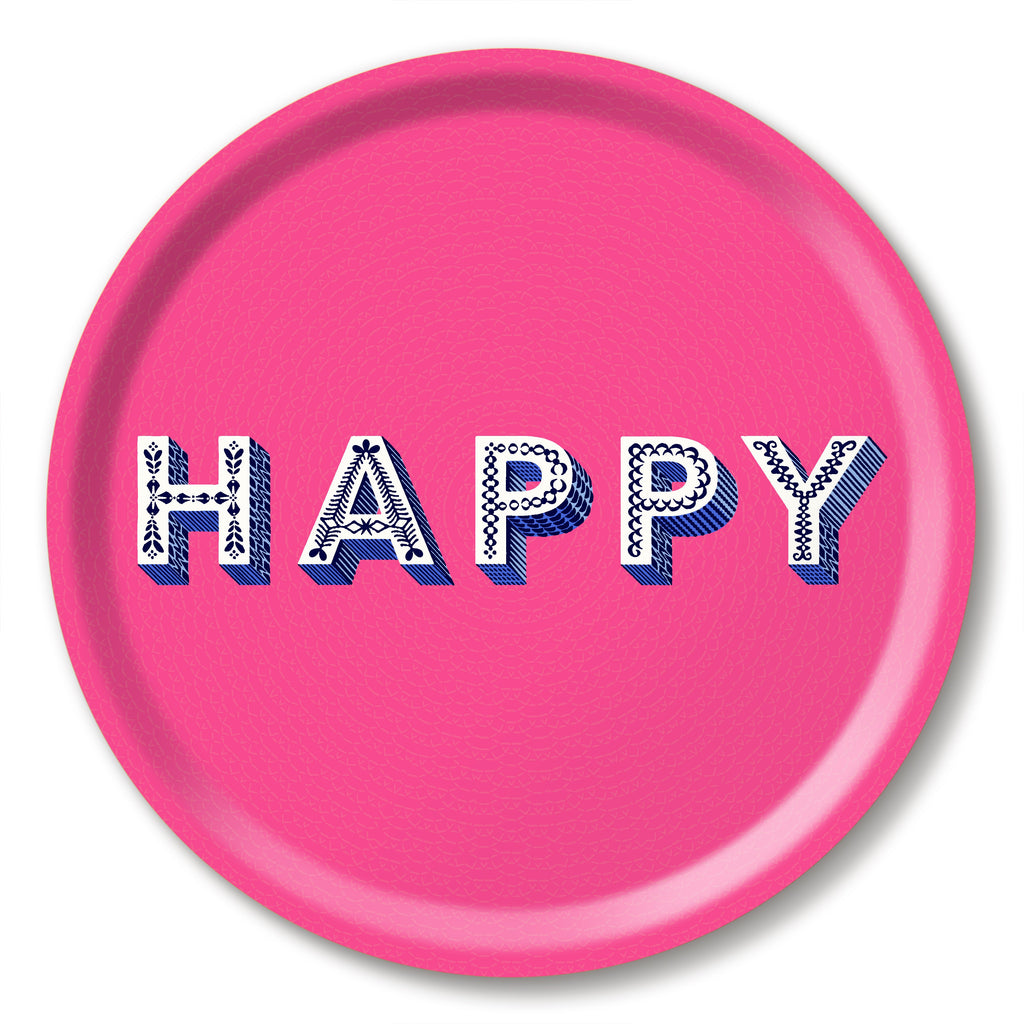 Asta Barrington Happy Bright pink 31cm Round Tray - Daisy Park