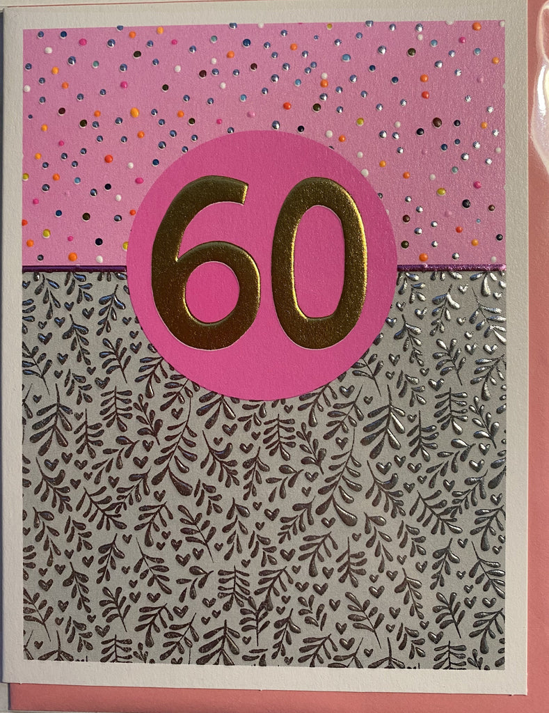 Age 60 pink birthday card - Daisy Park