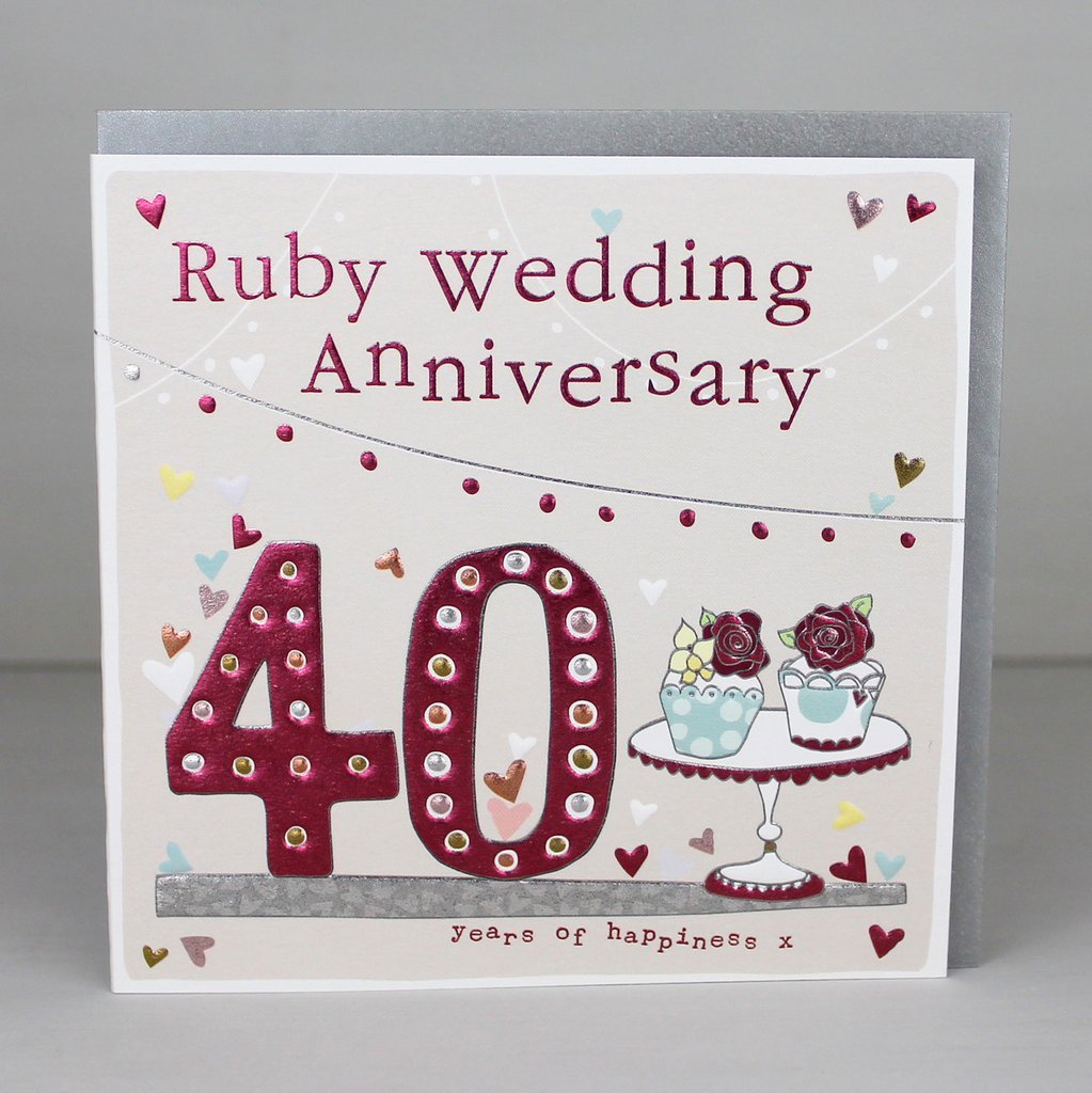 Ruby wedding anniversary card - 40th - Daisy Park