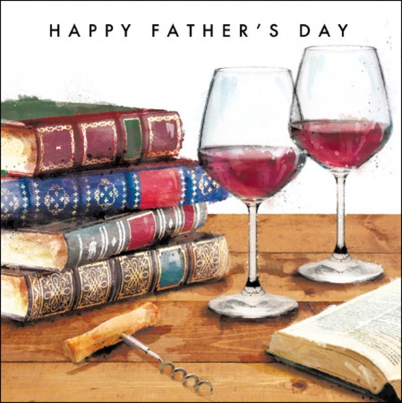 Happy Father's Day books and wine card - Daisy Park
