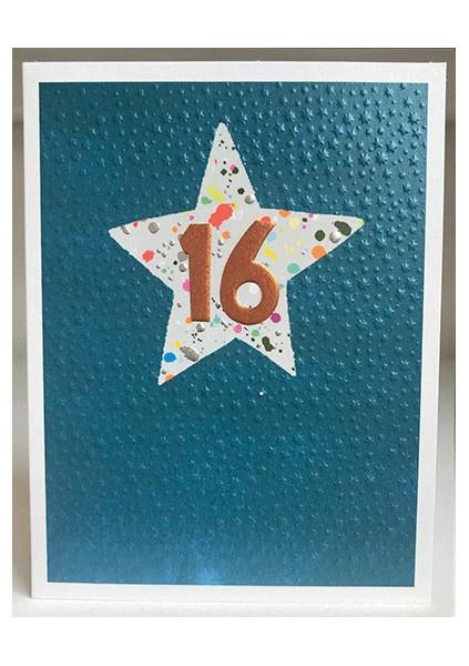 Age 16 blue birthday card - Daisy Park