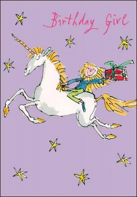 Quentin Blake Unicorn Birthday card - Daisy Park