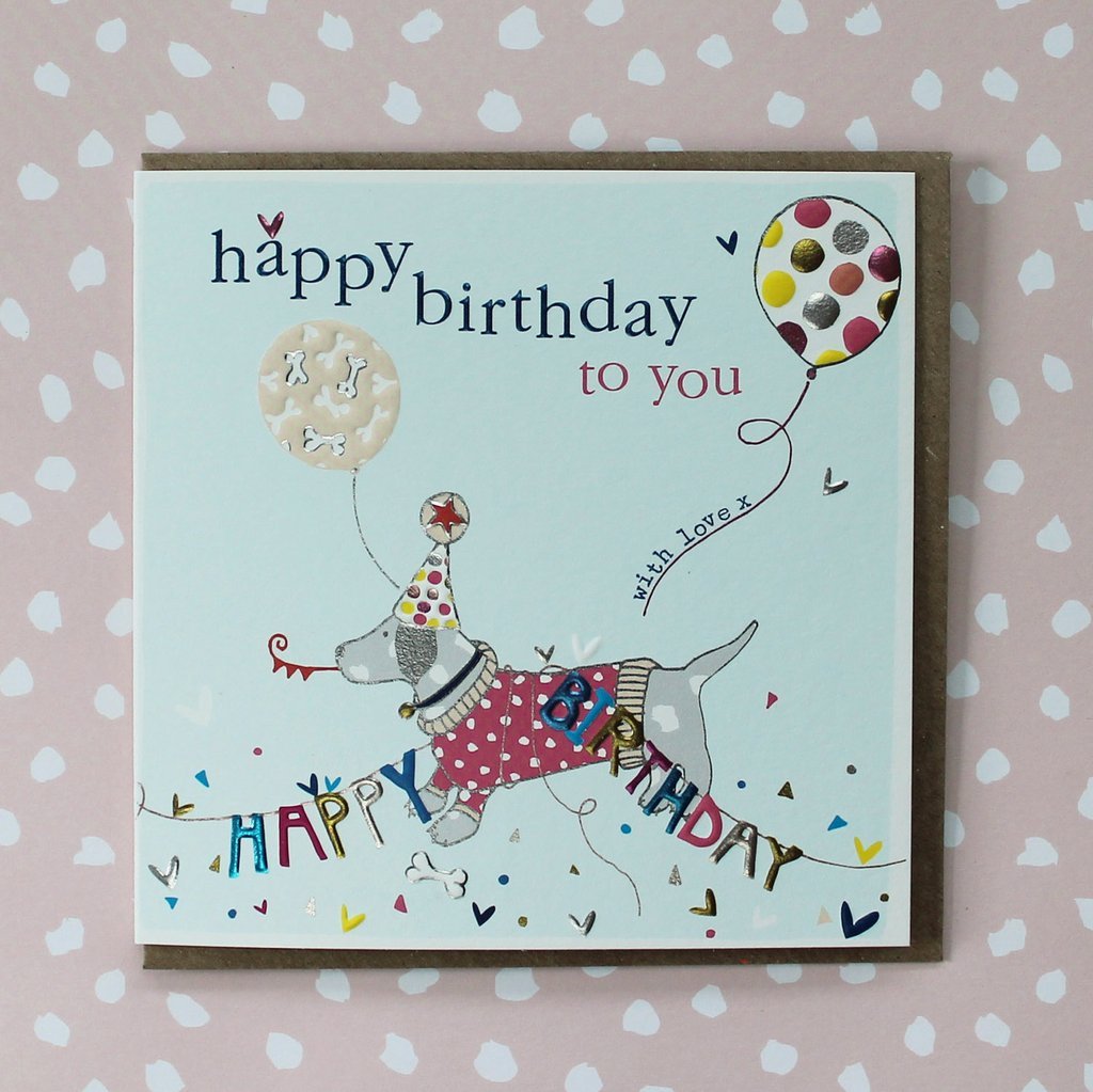 Birthday sausage dog card - Daisy Park