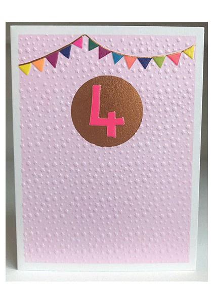 Age 4 pink birthday card - Daisy Park