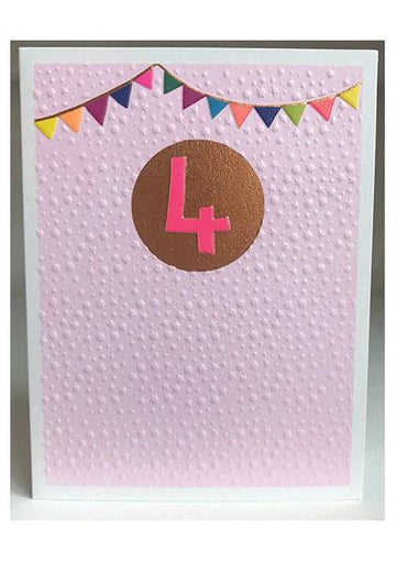 Age 4 pink birthday card - Daisy Park
