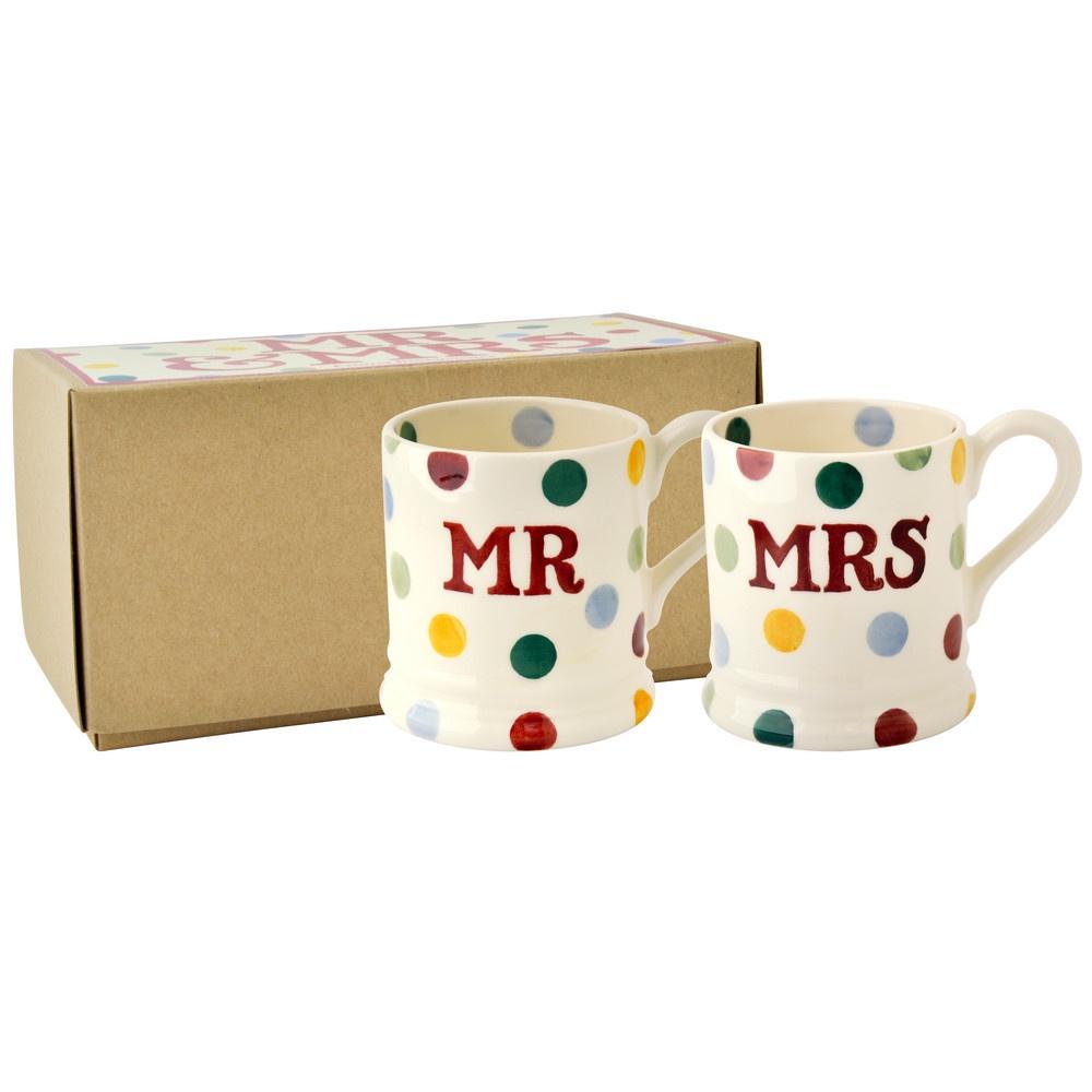 Emma Bridgewater Polka dots Mr & Mrs 1/2pt mug set - Daisy Park