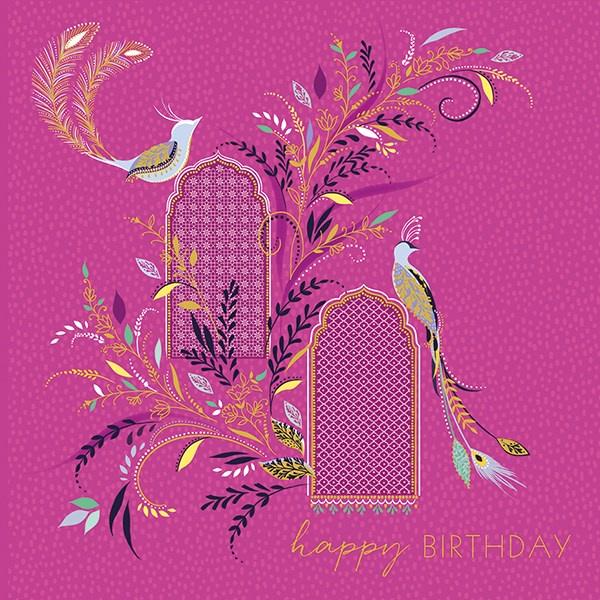 Orante birds and window birthday card - Daisy Park