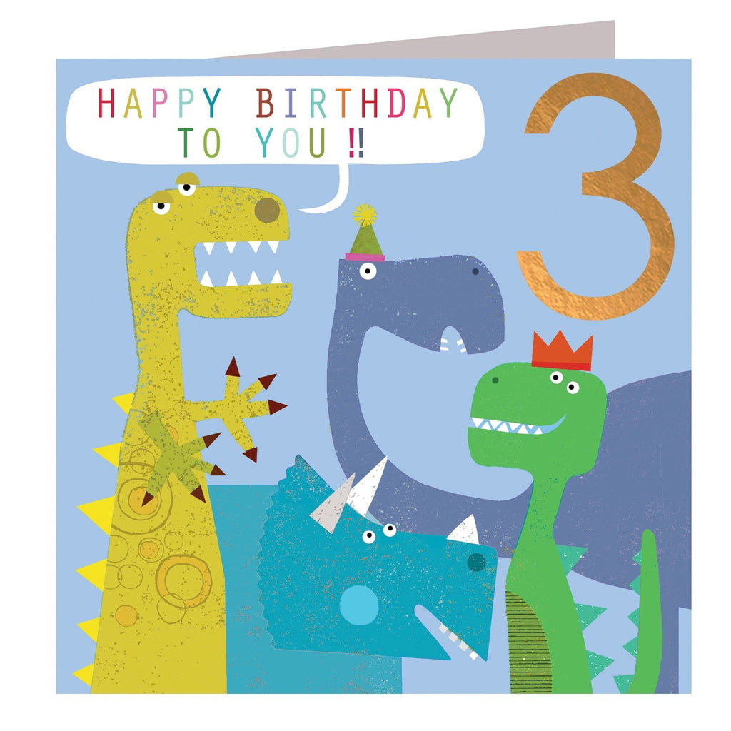 Dinosaur 3rd Birthday Card - Daisy Park
