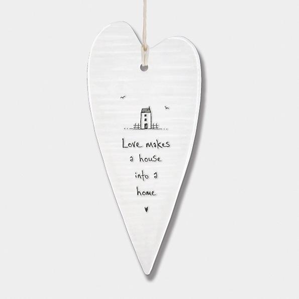 East of India Porcelain Long Heart - Love Makes a House - Daisy Park