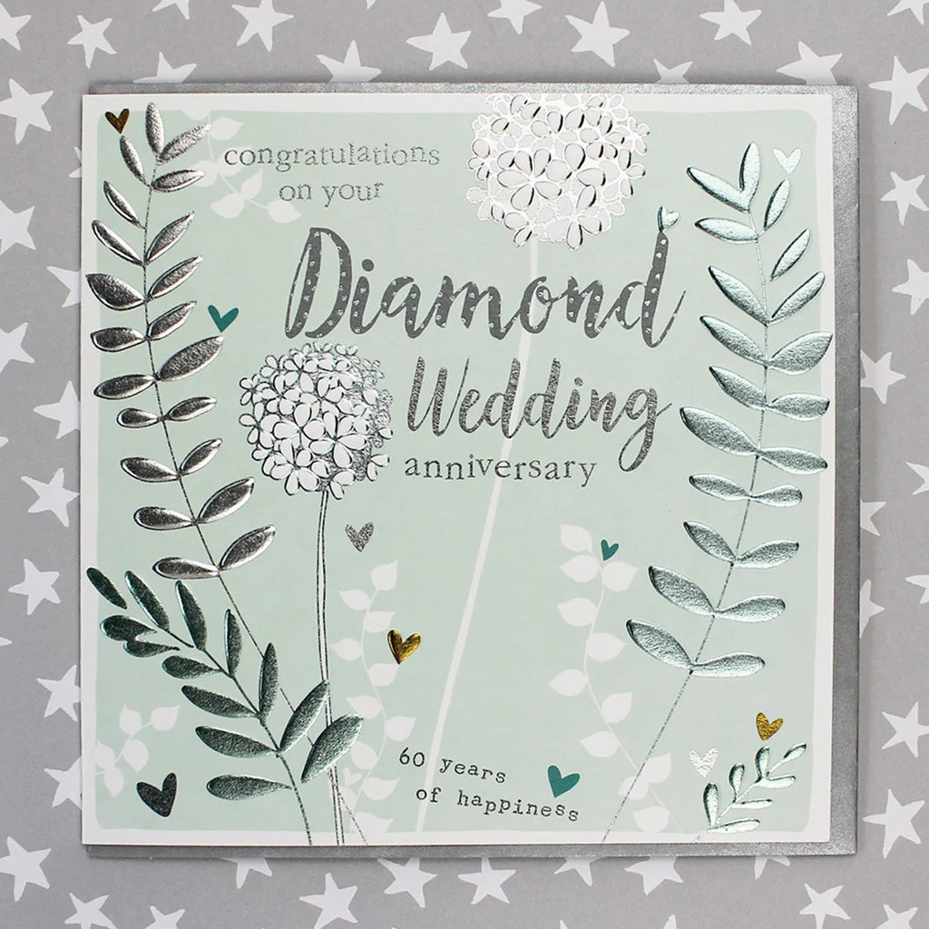 Congratulations Diamond wedding anniversary card - Daisy Park