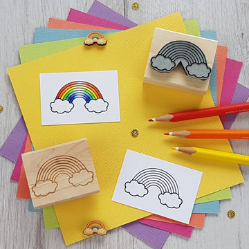 Large rainbow rubber stamp - Daisy Park
