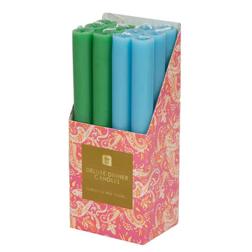 Boho blue or green dinner candle - Daisy Park