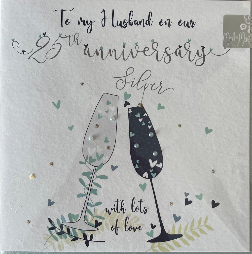 Husband Silver Anniversary card - Daisy Park