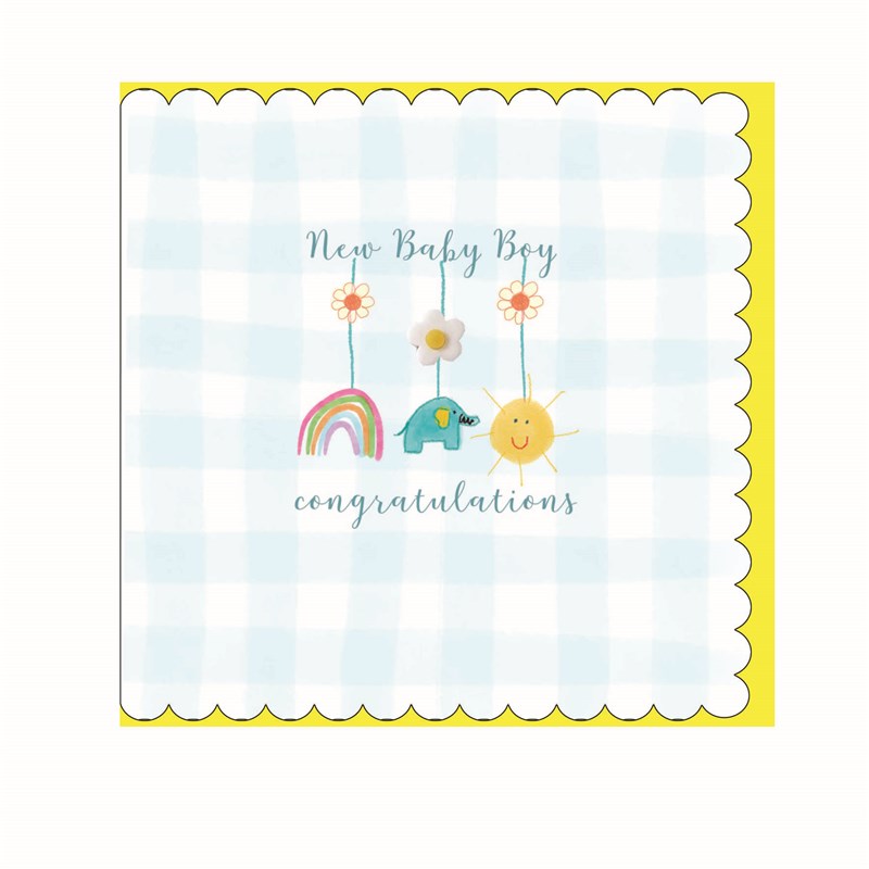 New baby boy scalloped daisy card - Daisy Park