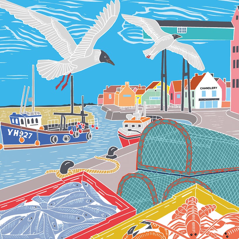 Gulls by harbour card - Daisy Park