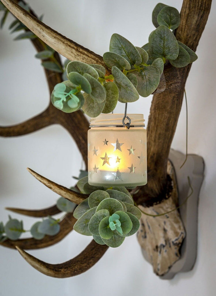 Frosted glass star tealight lantern - Daisy Park