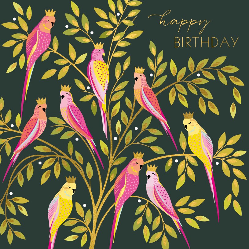 Birds in crowns Birthday Card - Daisy Park