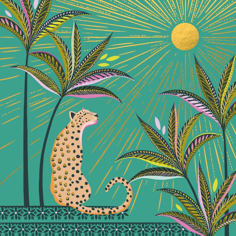 Leopard Gold foiled sun Birthday Card - Daisy Park