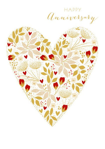 Happy anniversary foiled heart card - Daisy Park