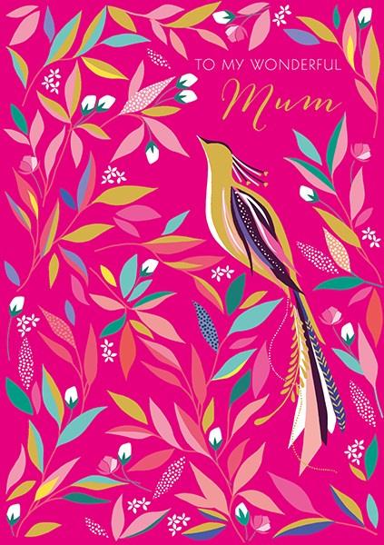 Bird On Pink Mum Card - Daisy Park